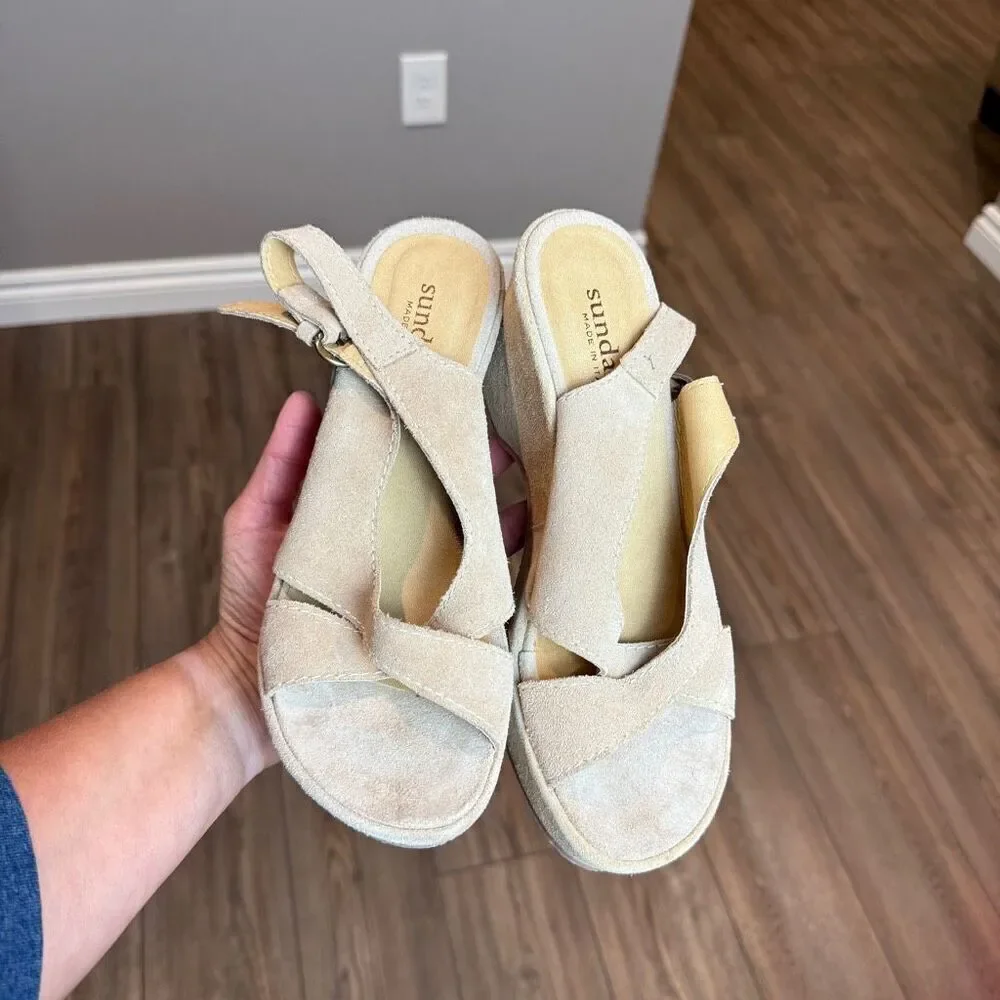 Sundance Suede Nude Sandals 38/8 Platform